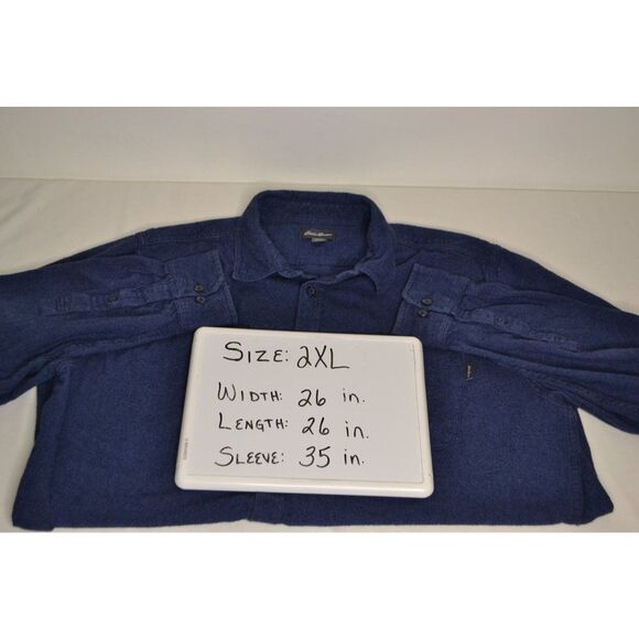 Eddie Bauer Men's XXL Blue Heavyweight Flannel Button Down Long Sleeve Shirt - Picture 11 of 11